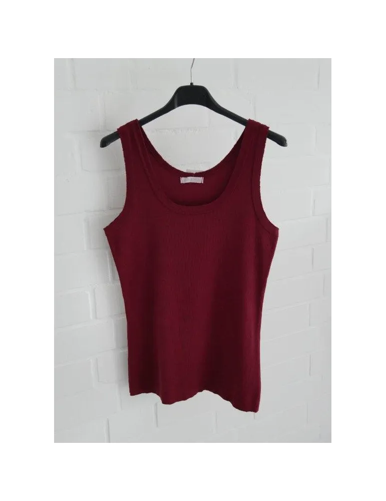 Damen Rippen Top Shirt weinrot mit Baumwolle offene Stoffkanten Onesize 36 - 42 A1608
