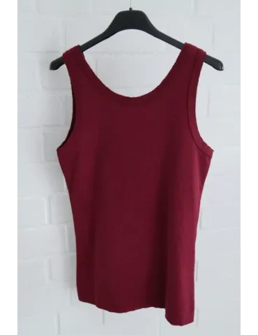 Damen Rippen Top Shirt weinrot mit Baumwolle offene Stoffkanten Onesize 36 - 42 A1608