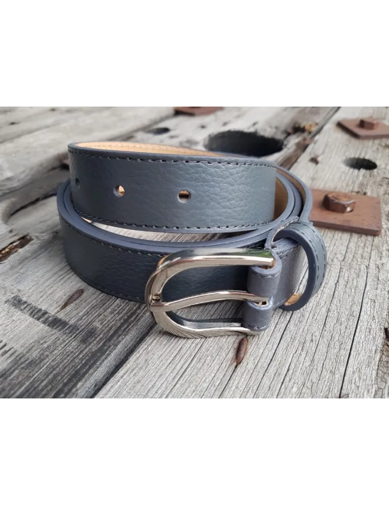 Damen Gürtel grau uni Echtes Leder Kunststoff kürzbar 100 cm