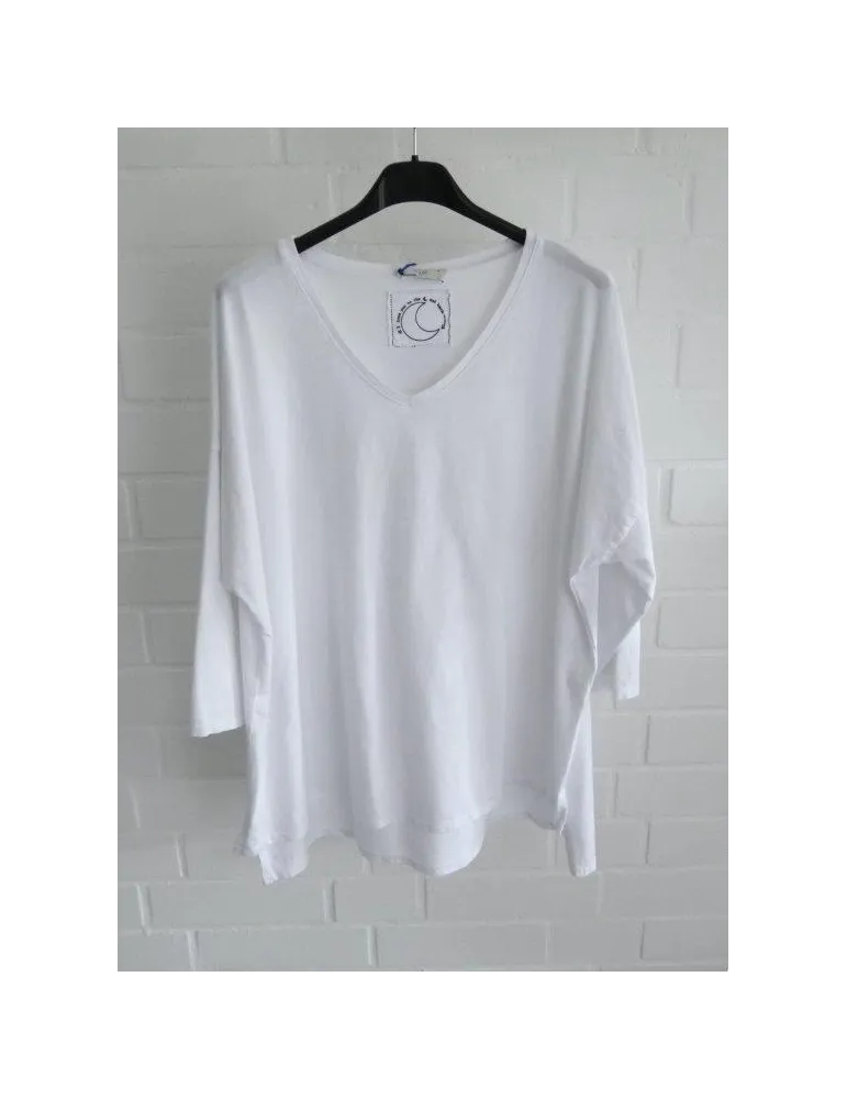 Damen V-Ausschnitt Shirt auf Kleiderbügel in weiß