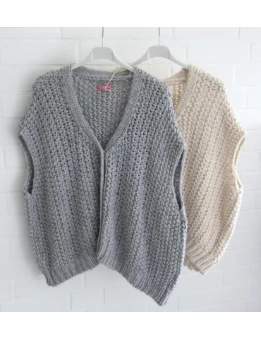 Damen Grobstrick-Weste V-Ausschnitt | Grau