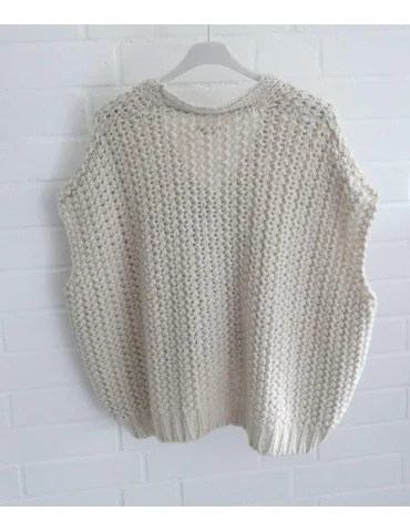 Damen Grobstrick-Weste V-Ausschnitt | Grau