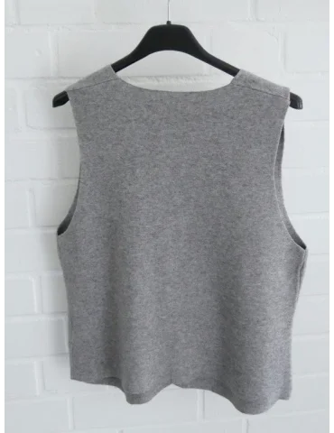 Graue Damen Weste mit Knopfleiste & Taschen