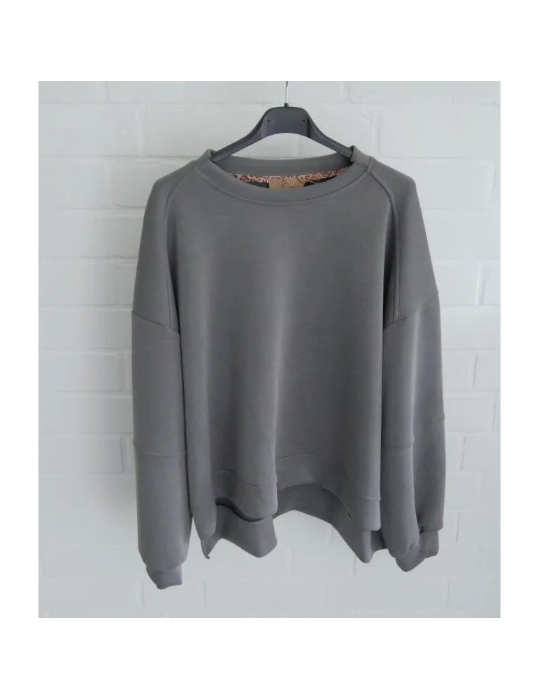 Graues Sweatshirt Unisex mit Rundhalsausschnitt, lockerem Schnitt