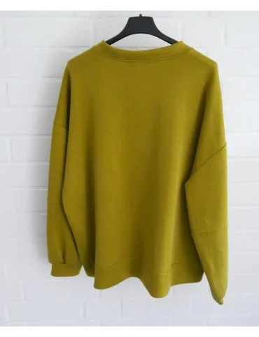 Rückansicht Gold Kiwi Scuba Sweatshirt mit Rundhalsausschnitt, lockerem Schnitt