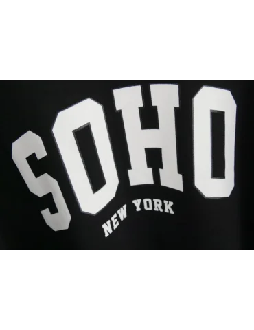 Nahaufnahme Print SOHO von schwarzem kurzarm Sweater