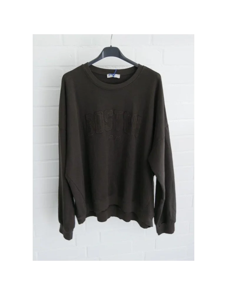 Braunes Sweatshirt mit Boston 1977 Print, Oversize Style