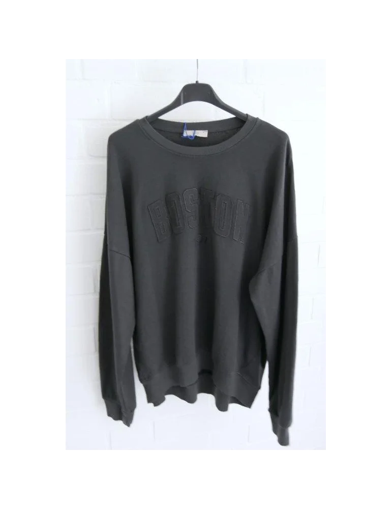 Anthrazit Sweatshirt mit Boston 1977 Print, Oversize Style
