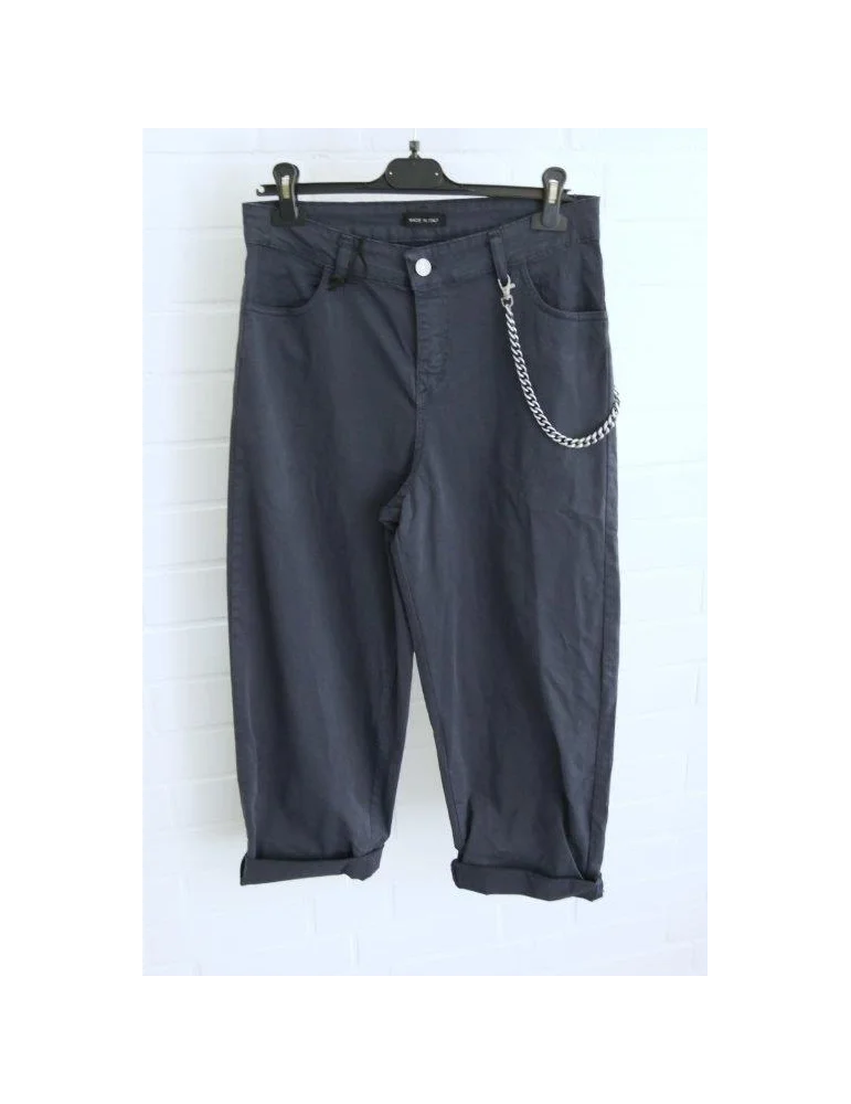 Damen Stoff Hose dunkelblau mit abnehmbarer Kette
