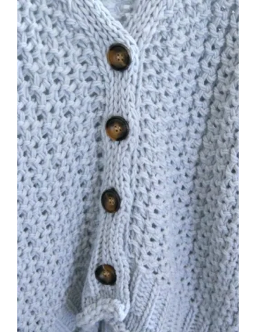 Damen Grob Strick Jacke kurz hellblau blau Onesize 38 - 44 20698