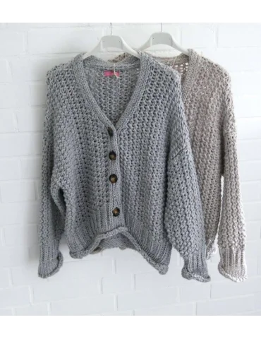 Damen Grob Strick Jacke kurz hellblau blau...