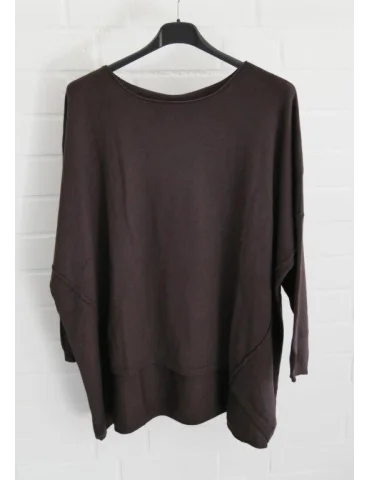 Damen Oversize Pullover schokofarben im Vokuhila Style