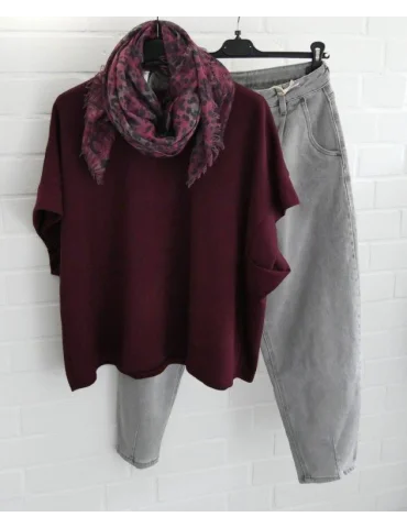 XL Damen Schal Tuch weinrot schwarz taupe Leo...