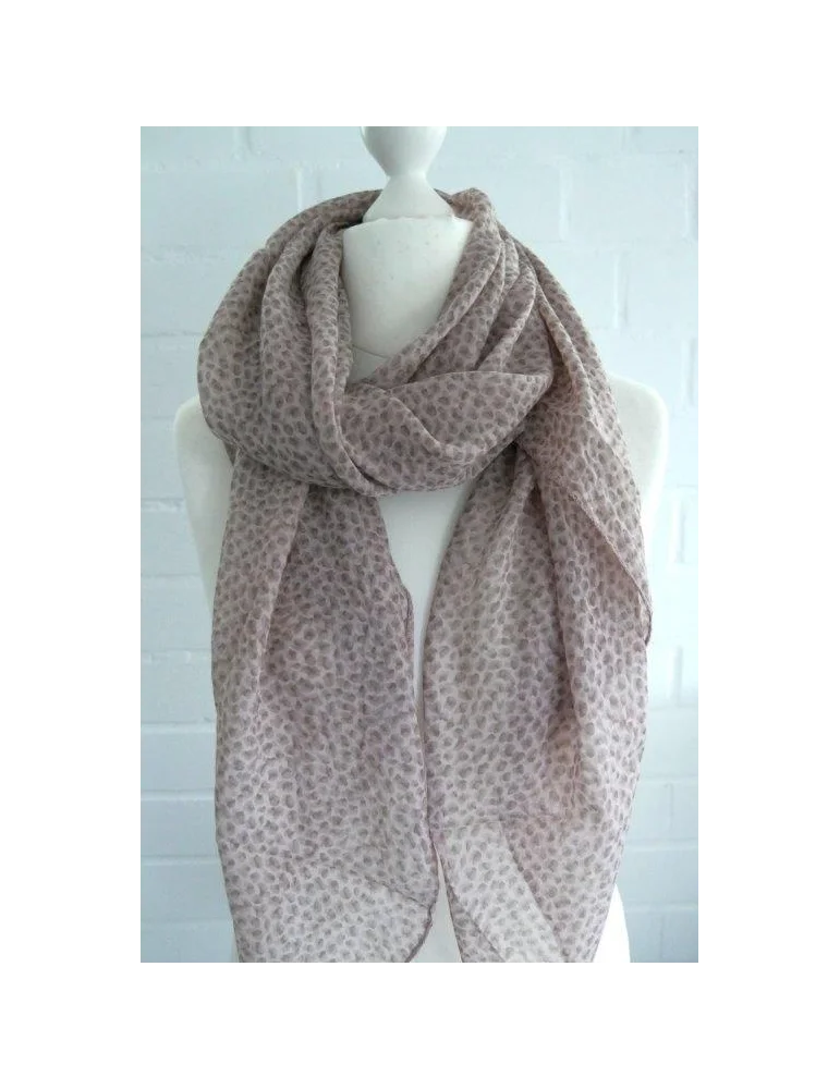 Nahaufnahme Seiden Baumwoll Schal in rose mit kleinem braunem Leo Muster