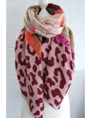 Schal mit Animalprint – Weinrot, Bunt & Stylisch