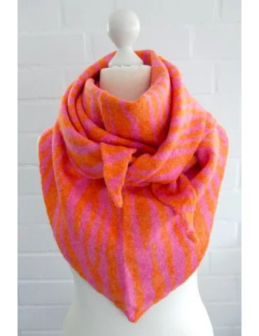 Damen Wende Dreieckstuch pink orange Zebra Muster