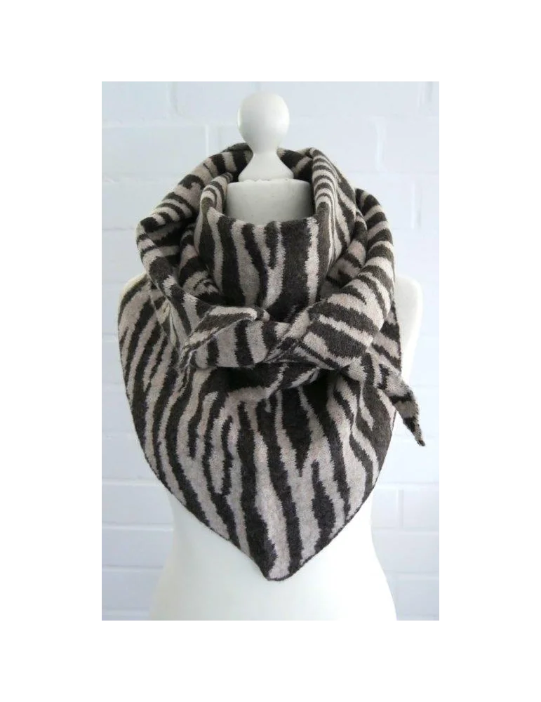 Damen Dreieckstuch braun beige Zebra Muster Damen Dreieckstuch braun beige Zebra Muster