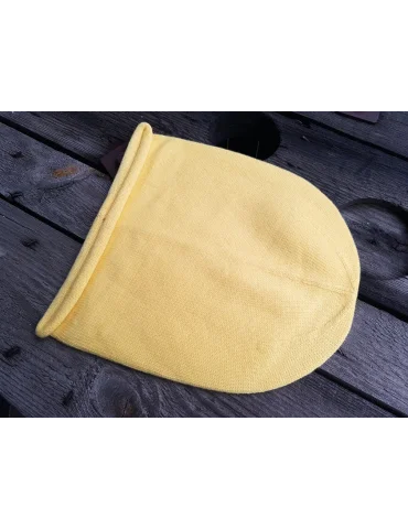 Mütze Beanie Rollbund gelb uni Viskose Kaschmir...