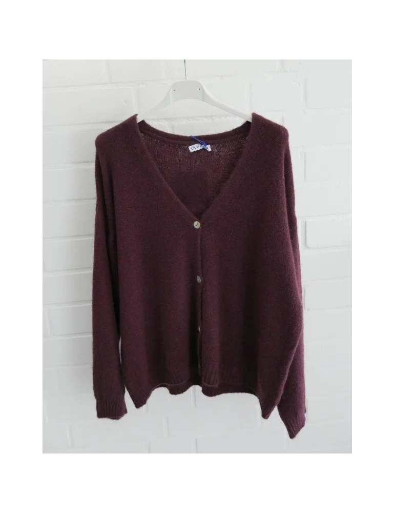 Weicher Aubergine Cardigan mit Knopfleiste und V-Ausschnitt Weicher Aubergine Cardigan mit Knopfleiste und V-Ausschnitt