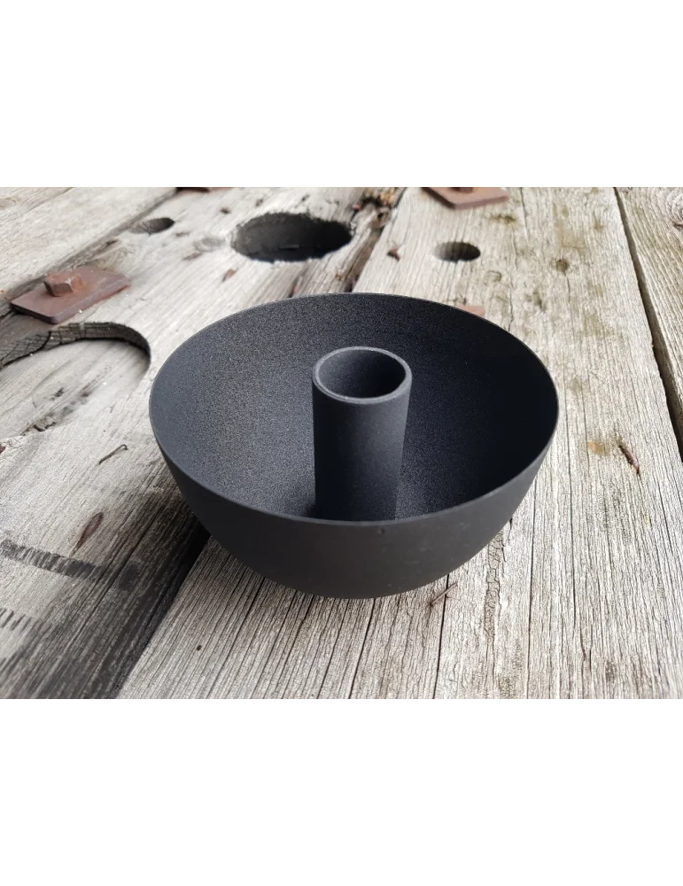 Mattierter Kerzenständer Metall schwarz 6 cm hoch