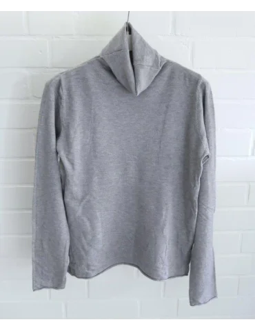 Grauer Rollkragenpullover aus weichem Jersey mit langen Ärmeln