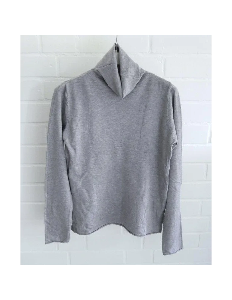 Grauer Rollkragenpullover aus weichem Jersey mit langen Ärmeln