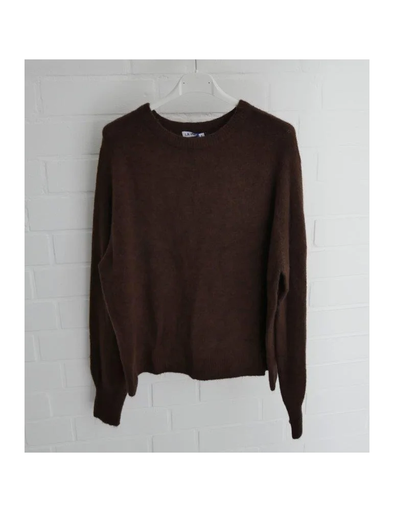 Klassischer Damenpullover in braun mit Rundhalsausschnitt