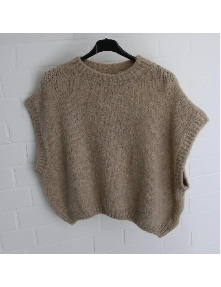 Kastiger Damen Pullunder beige in Kurzform