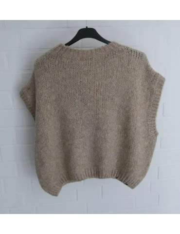 Rückansicht Kastiger Damen Pullunder beige in Kurzform