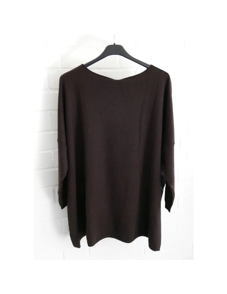 ESViViD Damen Pullover schoko braun V-Ausschnitt Onesize 38 - 46 mit Viskose 7050