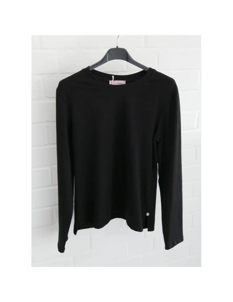 Schwarzes Damen Langarmshirt mit Rundhalsausschnitt Schwarzes Damen Langarmshirt mit Rundhalsausschnitt