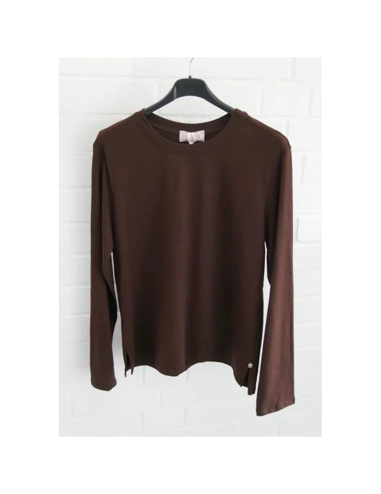 Braunes Damen Langarmshirt mit Rundhalsausschnitt Braunes Damen Langarmshirt mit Rundhalsausschnitt