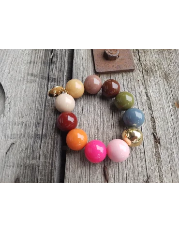 Giuno Damen Modeschmuck Armband Perlen 1,8 cm elastisch grau glänzend Kunststoff Metall Onesize ARU 272 80