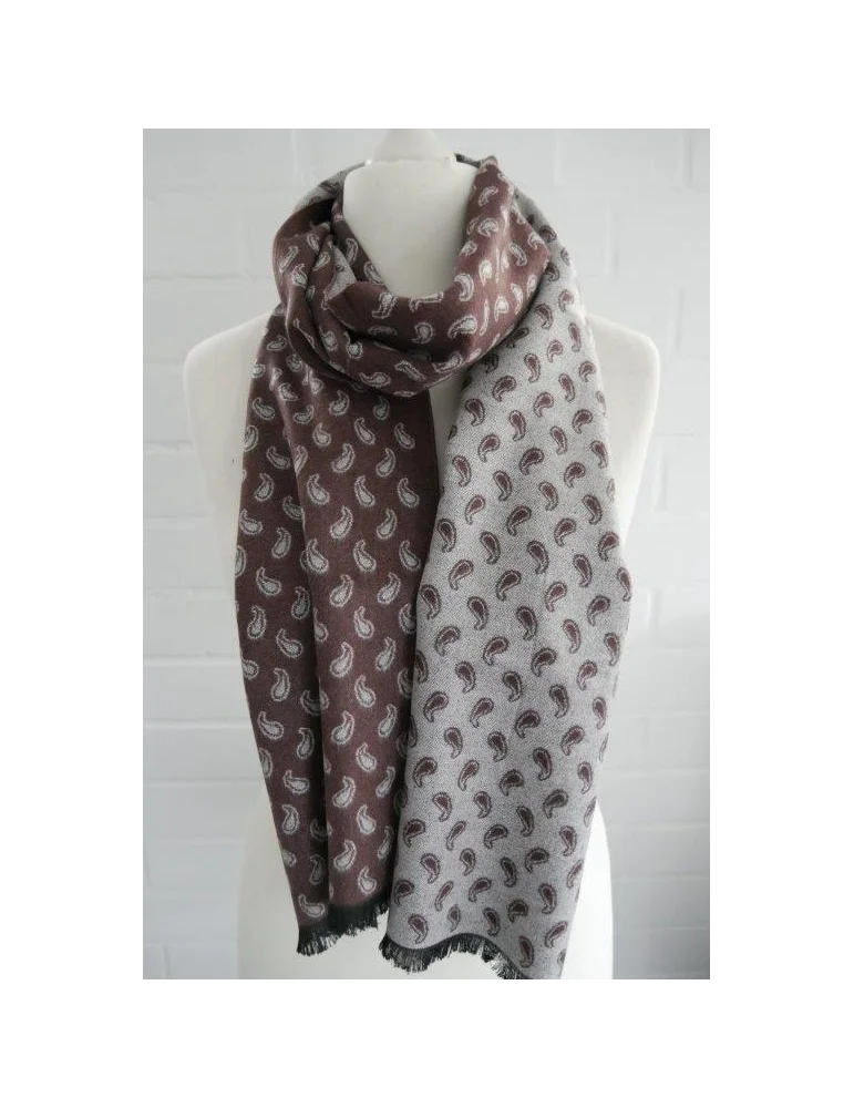 Herrenschal in braun beige mit Paisly Muster und mit Wolle und Viskose