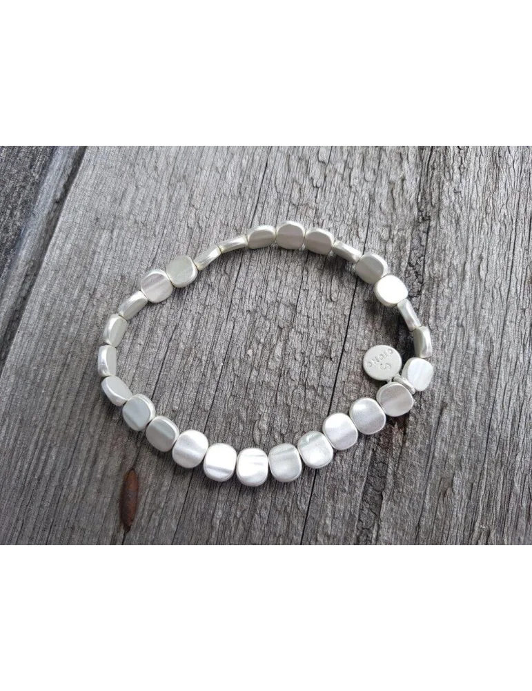 Damen Armband silberfarben matt bestehend aus kleinen Plättchen