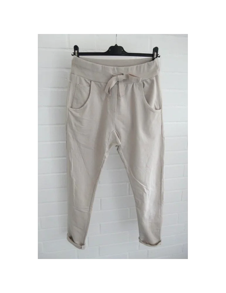 Jogginghose in beige mit Kordelzug und Eingrifftaschen