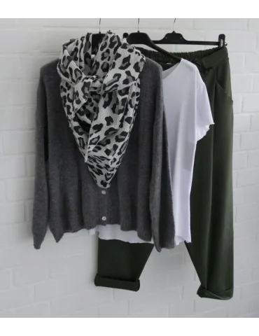 Kuschelige Damen Strick Jacke anthrazit kürzer...