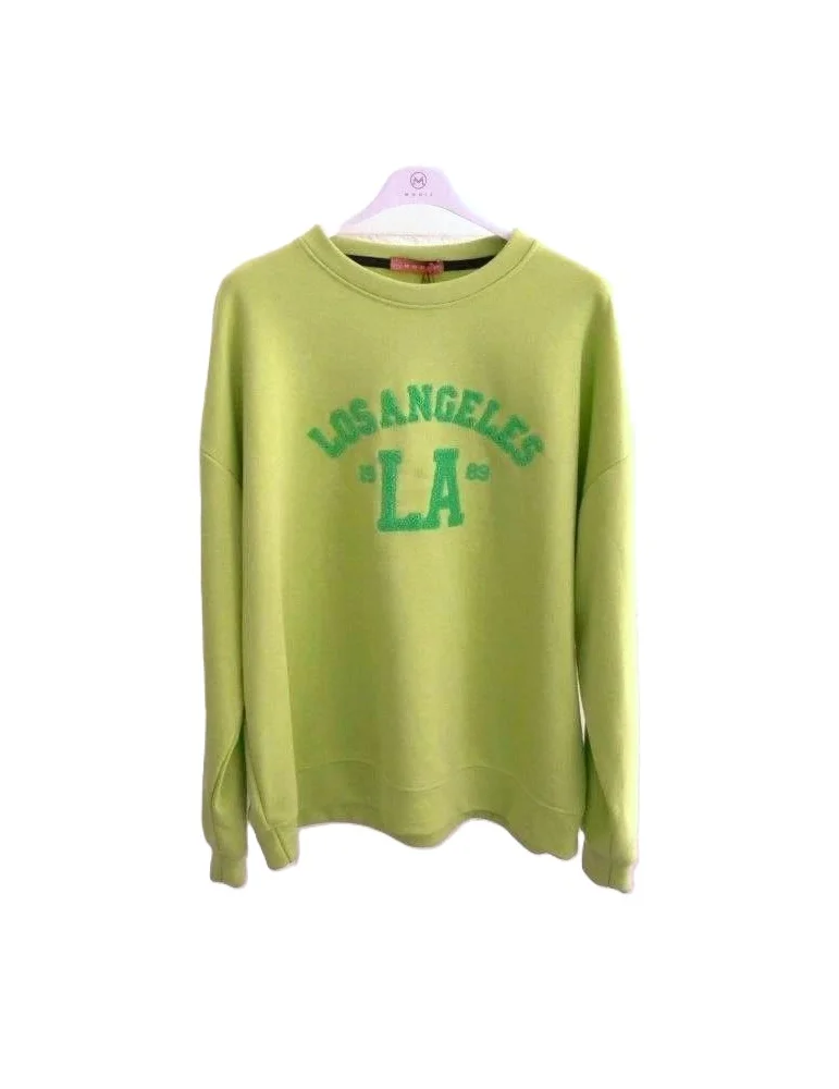 Sweatshirt in Limonegrün mit Brust Aufdruck Los Angeles