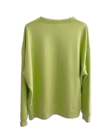 Damen Sweat Shirt langarm limone grün "LOS ANGELES" mit Baumwolle Onesize 38 - 44 F6172