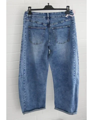 ESViViD Jeans Hose Damenhose O-Shape weites Bein Umschlag blau hell mit Baumwolle 3D 9260