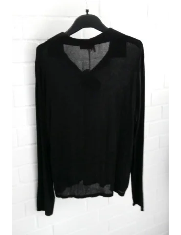 Schwarzes Langarmshirt mit Polokragen