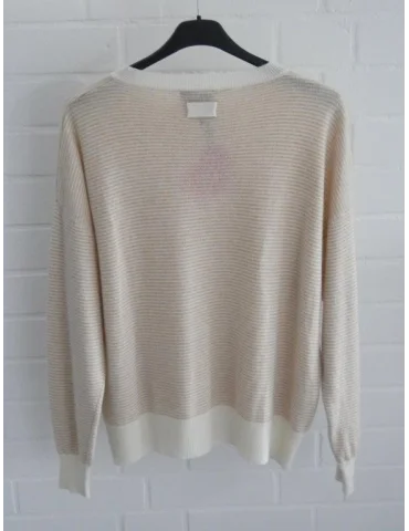 Leichter Feinstrickpullover in Creme-Beige