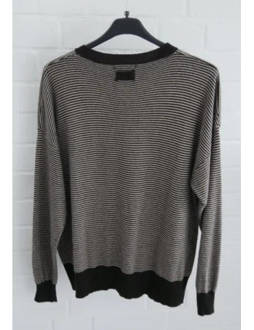 Leichter Feinstrickpullover in Beige-Braun