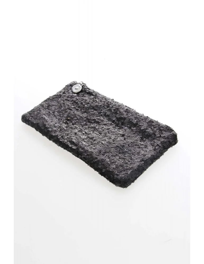 Clutch Tasche Geldtasche Abi Kosmetiktasche schwarz black Pailletten Ibiza Style