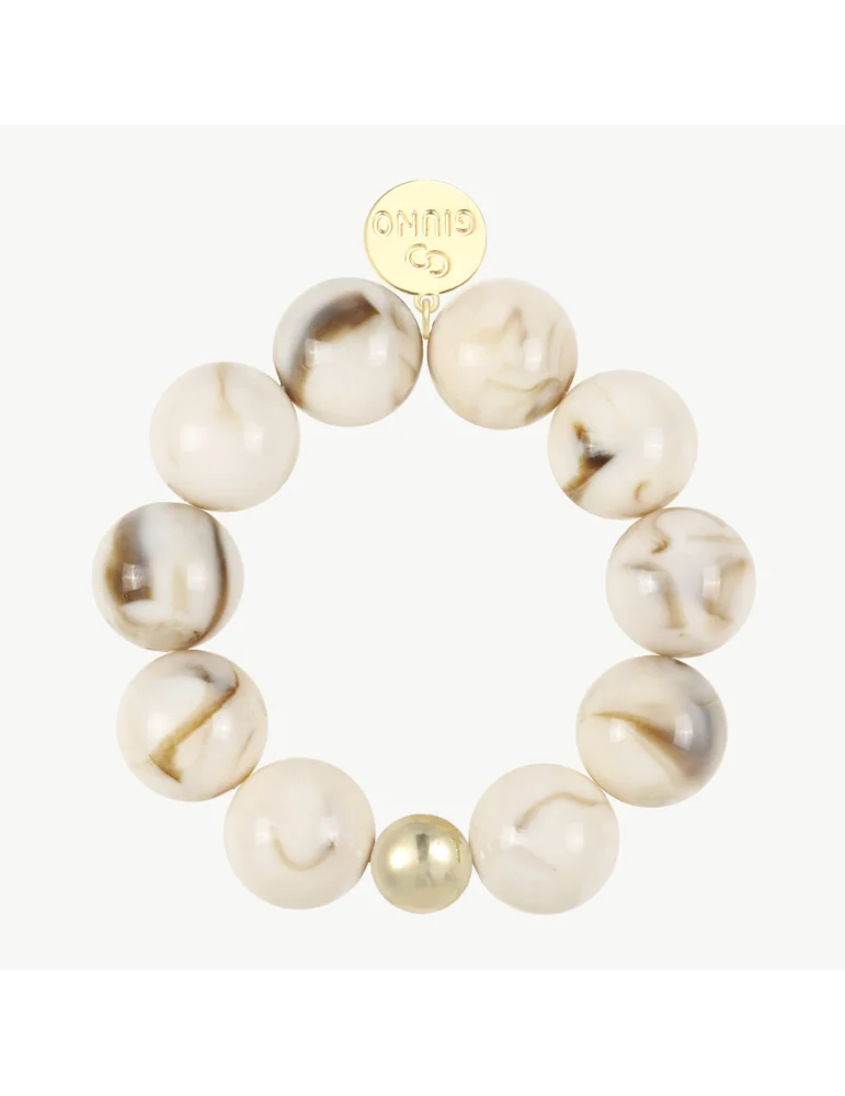 Beige braun Marmoriertes Armband mit einer goldfarbenen Kugel
