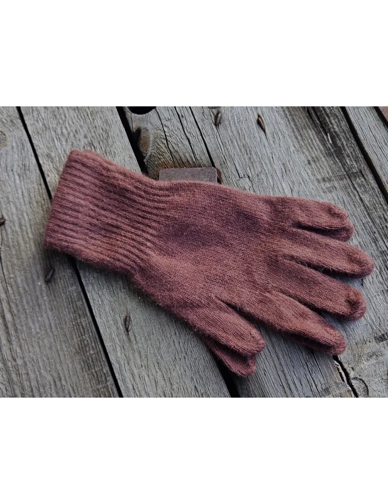 Damen Finger Handschuhe braun auf Holzuntergrund