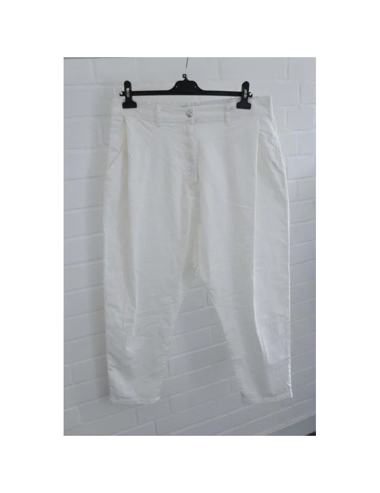 Weiße Baggy Jeans für Damen mit Gummi Bund und lockerer Passform