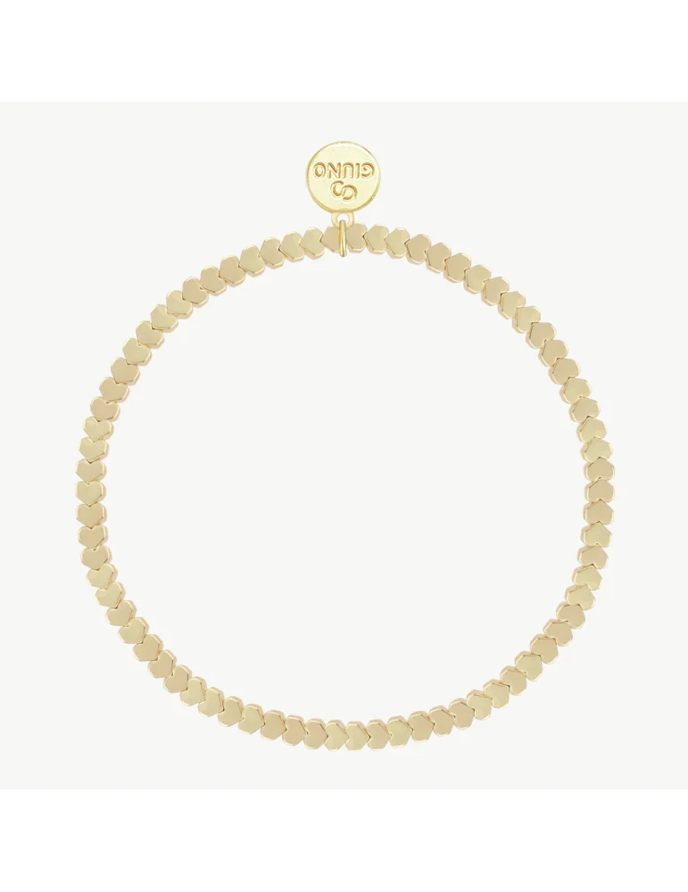 Damen Armband mit goldfarbenen aufgereihten Miniherz Perlen