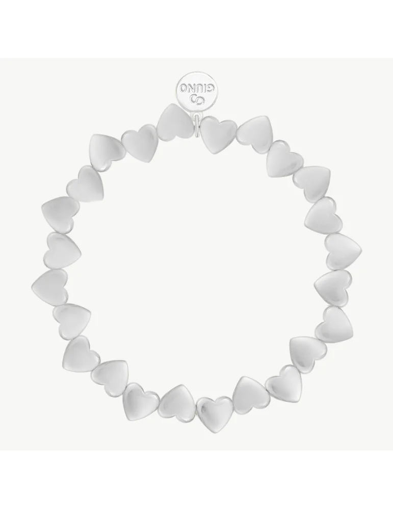 Damen Armband silberfarben matt mit Herzen als Perlen