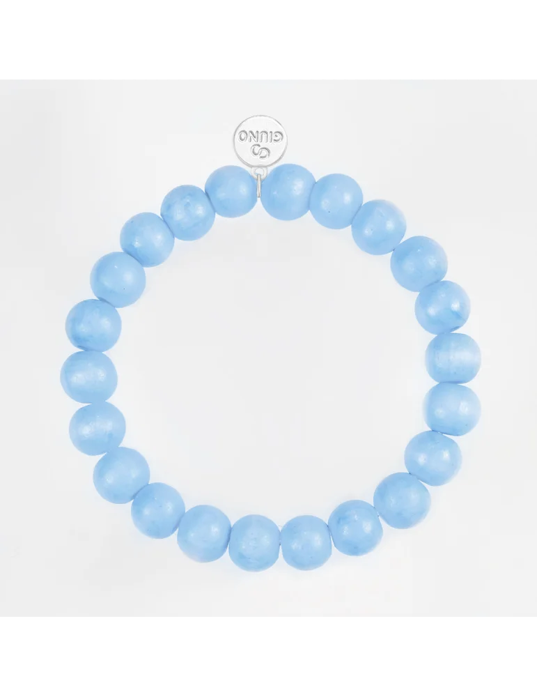 Hellblaues Damen Perlenarmband aus Holz